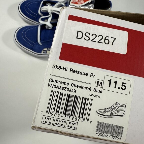 New Vans Supreme Checkers Sk8-Hi Reissue Pro Shoes Mens Size 11.5 Blue White main image 4